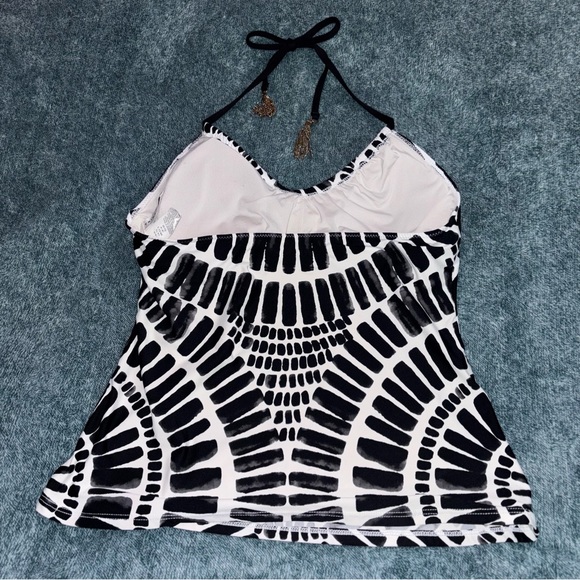 Trina Turk Algiers Halter Style Tankini Top in Black & White Size 10 - Picture 5 of 6